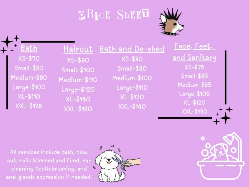 Grooming Price Sheet